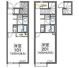 レオネクストM&K 1Kの間取図画像