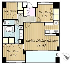 KDXレジデンス町田 3階3LDKの間取り