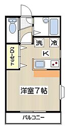 ヒッコリー ワンルームの間取図画像