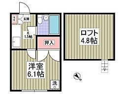 ダリア 1階1Kの間取り