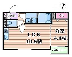 阪急千里線 豊津駅 徒歩7分の賃貸アパート 1階1LDKの間取り