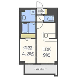 アイ・ウエスト高宮 1LDKの間取図画像