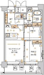 ハーモニーレジデンス東京イーストコア#002 5階2LDKの間取り