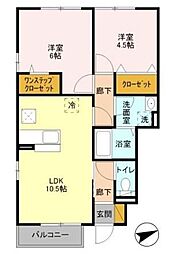 ohana 1階2LDKの間取り