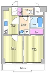 WING霧が丘 3階2Kの間取り