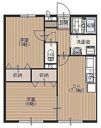 コンフォート丸山台 2DKの間取図画像
