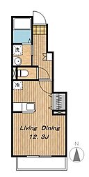 グリーンヒルズ大澤Ｅ 1階ワンルームの間取り