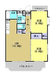 Ｍソレイユ 301 3階2LDKの間取り