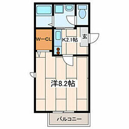 カサデプリマベーラ 1Kの間取図画像