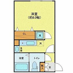 MODULOR白山II 2階ワンルームの間取り