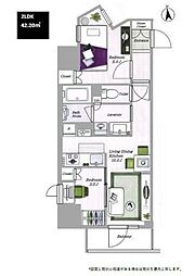 ラサンテ上野 11階2LDKの間取り