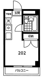 東京メトロ南北線 麻布十番駅 徒歩6分の賃貸マンション 2階ワンルームの間取り