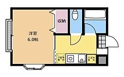 メゾンジュネス 1階1Kの間取り