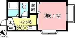 京王線 中河原駅 徒歩7分の賃貸アパート 2階1Kの間取り