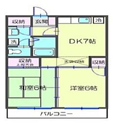 サンフレア北寺尾 2DKの間取図画像
