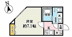 モンターニャ・グランデ東岩槻A 2階1Kの間取り