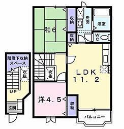 アドリセンス弐番館 2LDKの間取図画像