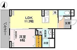 グランヴィル 3階1LDKの間取り
