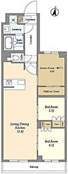 ASYLCOURT練馬中村橋 2SLDKの間取図画像