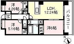 ガーデンヒルズ白鳥 5階3LDKの間取り