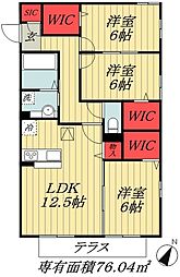 シャーロットハウス 3LDKの間取図画像