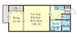 VERY若江本町 1LDKの間取図画像