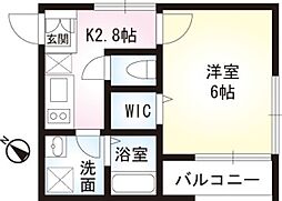 ララルー・パーシモン 1Kの間取図画像