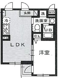 ロイヤルハイツ錦糸町 2階1LDKの間取り