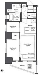 コンフォリア新御徒町 10階2LDKの間取り