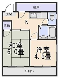 大室ハイツ 3階2SKの間取り