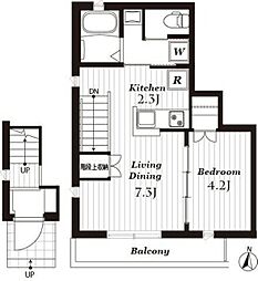 ルミナス桜台 2階1LDKの間取り