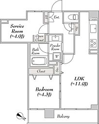 ルミーク文京千石 4階1SLDKの間取り