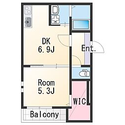 フジパレス北新金屋丁 3階1DKの間取り
