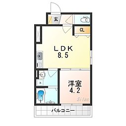 近鉄大阪線 弥刀駅 徒歩8分の賃貸アパート 2階1LDKの間取り