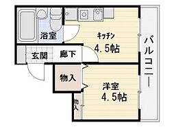 ロイヤルプラザ 2階1DKの間取り