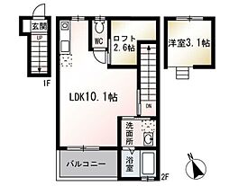 Ｃａｒｐｅ Ｄｉｅｍ 湘南 2階1LDKの間取り