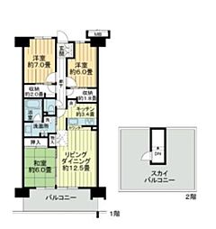 ザ・レジデンス千葉ニュータウン中央壱番館 3LDKの間取図画像