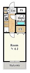 パピヨン大南 1Kの間取図画像