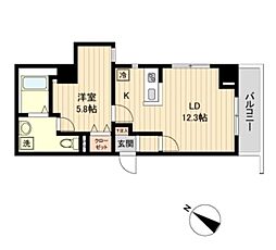 ベルレジデンス高砂 1LDKの間取図画像
