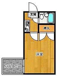ラ・ロッシュ 3階1Kの間取り