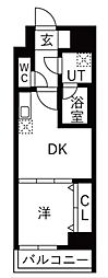 オークランス森下2 1DKの間取図画像