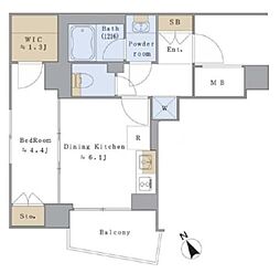 ブリリアイスト文京茗荷谷 5階1DKの間取り