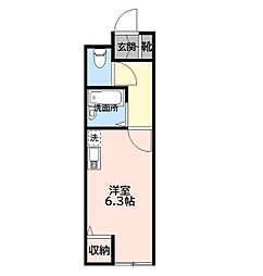グロース百合ヶ丘 2階ワンルームの間取り