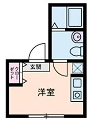 アムス早稲田 4階ワンルームの間取り