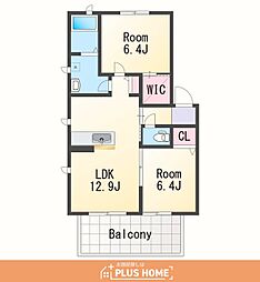 シャーメゾン内原 2LDKの間取図画像