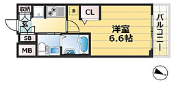 エステムプラザ神戸三宮ルクシア 1Kの間取図画像
