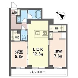 ホクレア聖蹟桜ヶ丘 2階2LDKの間取り