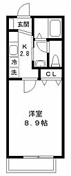 アクシズA 1Kの間取図画像
