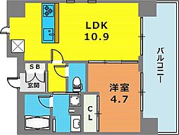 OTOWA神戸元町 6階1LDKの間取り