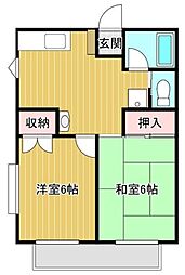 ドミシルサカエB 2DKの間取図画像
